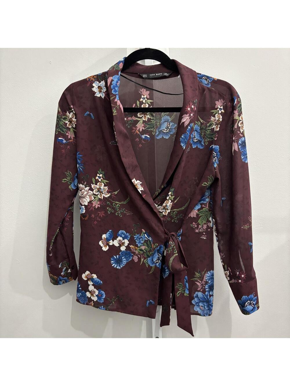 Zara Floral Print Wrap Blouse